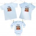 Set famiglia (body a maniche lunghe) Buon Natale con la renna con il nome del bambino