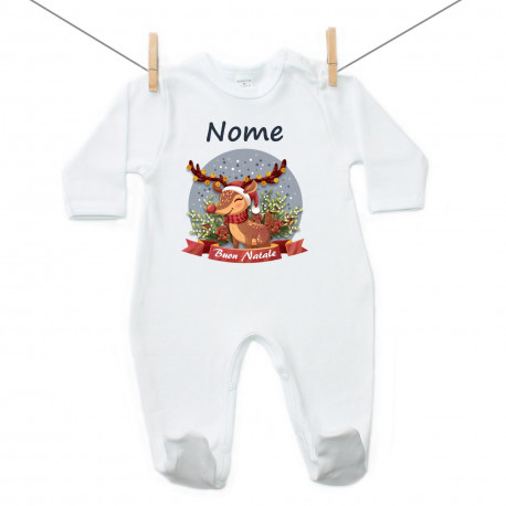 Pigiama Buon Natale Con renna e nome del bambino