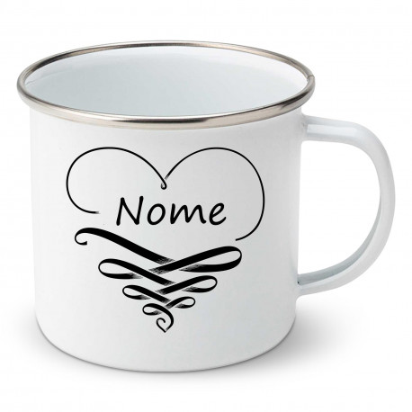 Tazza smaltata Cuore con nome