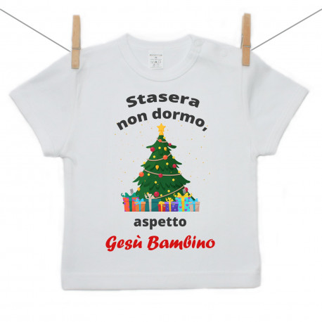 Maglietta a maniche corte Stasera non dormo, aspetto Gesù Bambino