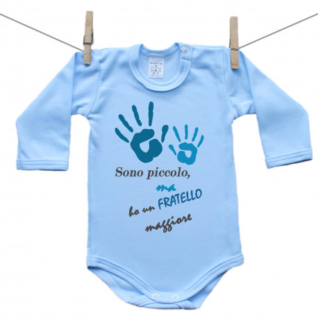 Body blu a maniche lunghe Ho un fratello più grande - ragazzo