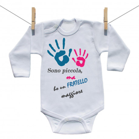 Body a maniche lunghe Ho un fratello più grande - bambina