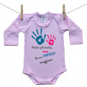 Body rosa a maniche lunghe Ho un fratello più grande - bambina
