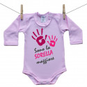 Body rosa a maniche lunghe Io sono la sorella maggiore