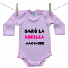 Body rosa a maniche lunghe Sarò una sorella maggiore
