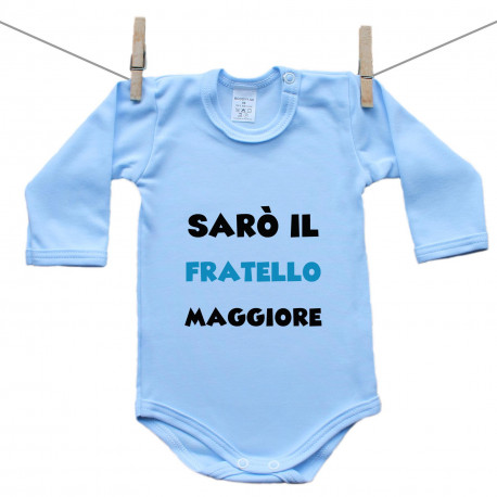 Body blu a maniche lunghe Sarò un fratello maggiore