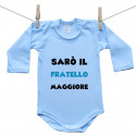 Body blu a maniche lunghe Sarò un fratello maggiore