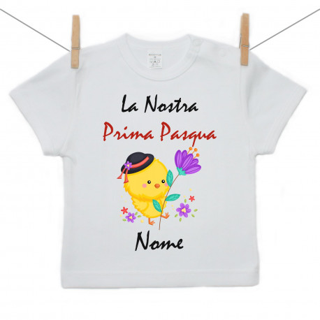 Maglietta a maniche corte La Nostra Prima Pasqua con nome - Bimbo