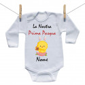 Body a maniche lunghe La Nostra Prima Pasqua con nome - Bimba