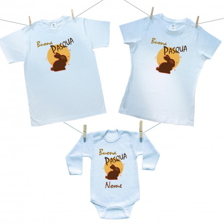 Set famiglia (body a maniche lunghe) Buona Pasqua