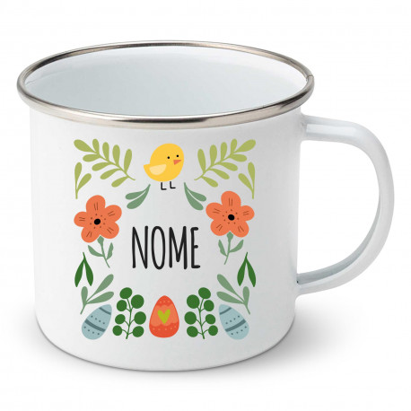Tazza smaltata Primavera con nome