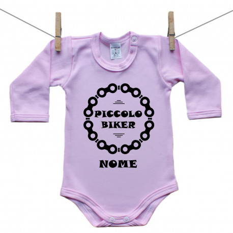 Body rosa a maniche lunghe Piccolo biker