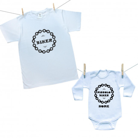 Set famiglia (body a maniche lunghe) Biker e Piccolo Biker