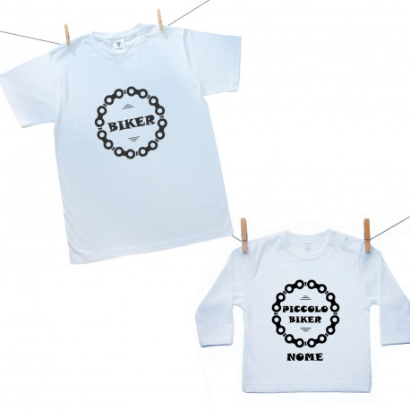 Set famiglia (maglietta a maniche lunghe) Biker e Piccolo Biker