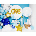 Palloncino Foil Numero 1, 37x100cm, Celeste con Corona