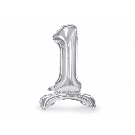 Palloncino foil autoportante Numero 1 70cm, argento