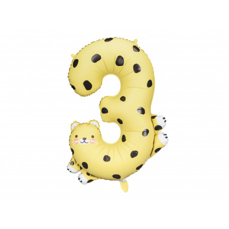 Palloncino Foil Numero 3 - Ghepardo, 72,5x109 cm Palloncino Foil Numero 3 - Ghepardo, 72,5x109 cm