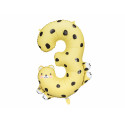 Palloncino Foil Numero 3 - Ghepardo, 72,5x109 cm
