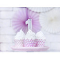 Candela di compleanno Numero 1, argento, 7cm