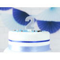 Candela di compleanno Numero 2, argento, 7cm