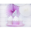Candela di Compleanno Numero 4, argento, 7cm