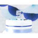 Candela di compleanno Numero 5, argento, 7cm