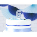 Candela di compleanno Numero 6, argento, 7cm