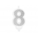 Candela di compleanno Numero 8, argento, 7cm