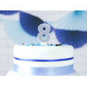 Candela di compleanno Numero 8, argento, 7cm