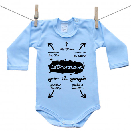 Body blu a maniche lunghe Istruzioni per il papà Body blu a maniche lunghe Istruzioni per il papà