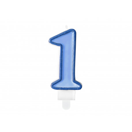 Candela di compleanno Numero 1, blu, 7 cm