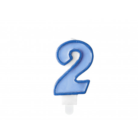 Candela di compleanno Numero 2, blu, 7cm