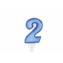 Candela di compleanno Numero 2, blu, 7cm