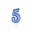 Candela di compleanno Numero 5, blu, 7cm