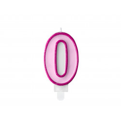 Candela di compleanno Numero 0, rosa, 7cm