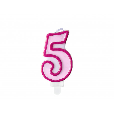 Candela di compleanno Numero 5, rosa, 7cm
