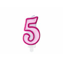 Candela di compleanno Numero 5, rosa, 7cm