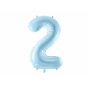 Palloncino Foil Numero 2, 86cm, azzurro chiaro