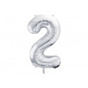 Palloncino Foil Numero 2, 86cm, argento