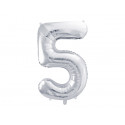 Palloncino Foil Numero 5, 86cm, argento