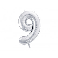 Palloncino Foil Numero 9, 86cm, argento
