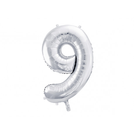 Palloncino Foil Numero 9, 86cm, argento