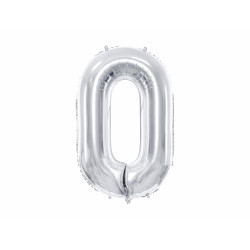 Palloncino Foil Numero 0, 86cm, argento