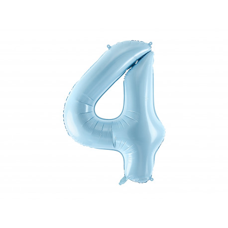 Palloncino Foil Numero 4, 86cm, azzurro chiaro