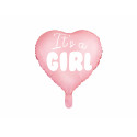 Palloncino Foil Cuore - It's a girl, 45cm, rosa chiaro