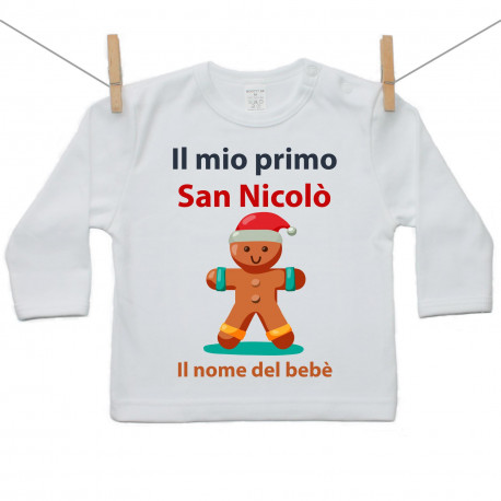 Maglietta a maniche lunghe Il mio primo San Nicolò Maglietta a maniche lunghe Il mio primo San Nicolò