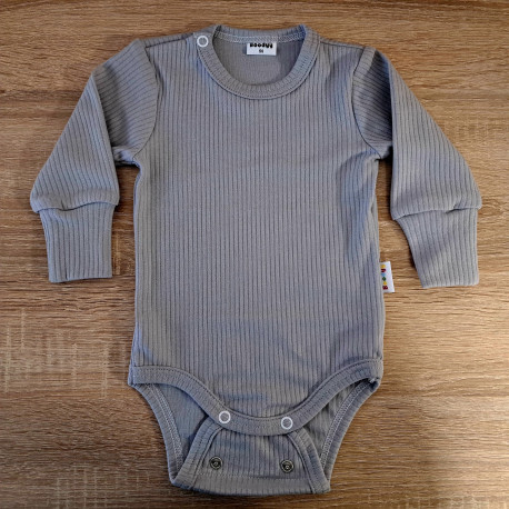 Body evolutivo grigio a costine a manica lunga