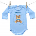 Body blu a maniche lunghe con orsacchiotto per bimbo
