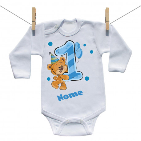 Body a maniche lunghe Ho 1 anno con orsacchiotto per bimbo