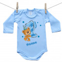 Body blu a maniche lunghe Ho 1 anno con orsacchiotto per bimbo